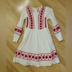 Bode Girls Long Sleeve Gauze Dress with Cabo inspired Embroidery 9-10